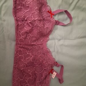 PINK Victoria's Secret Pink Lace Heart Embroidered Bralette